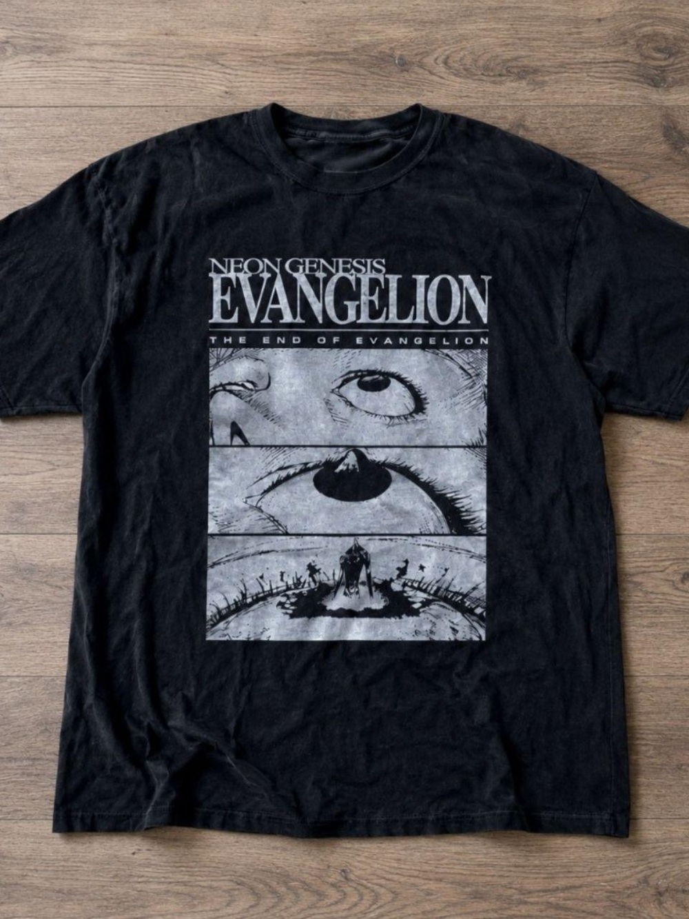 Gildan Black Neon Genesis Evangelion Graphic Tee